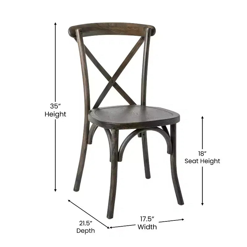 Chaise de bistrot en bois empilable à dossier croisé