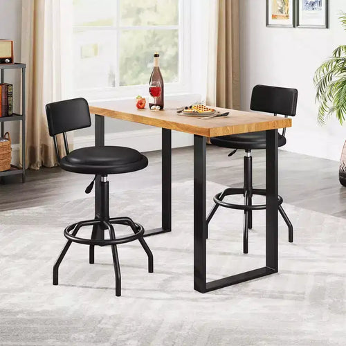 Tabouret de bar pivotant à 360° à hauteur de comptoir, avec siège et dossier rembourrés, repose-pieds et structure en métal