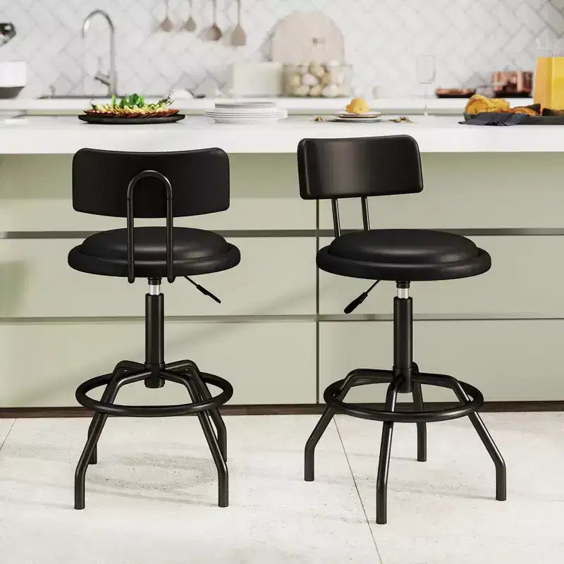 Tabouret de bar pivotant à 360° à hauteur de comptoir, avec siège et dossier rembourrés, repose-pieds et structure en métal