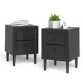 Costway 2 PCS Nightstand End Bedside Coffee Table Wooden Leg Drawers Black\Grey\White
