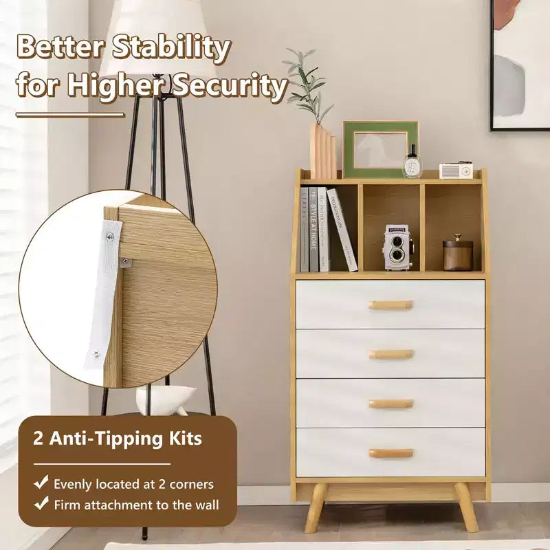 Commode de rangement à 3 tiroirs, meuble de rangement à 4 tiroirs avec plateau