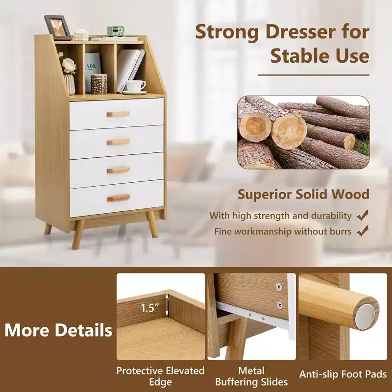 Commode de rangement à 3 tiroirs, meuble de rangement à 4 tiroirs avec plateau