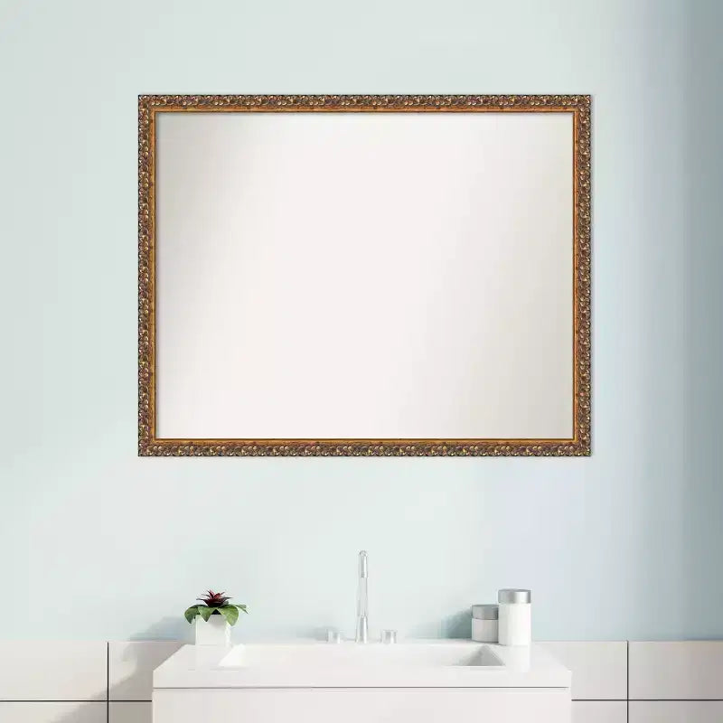 Miroir mural de salle de bain en bois, bronze antique, non biseauté