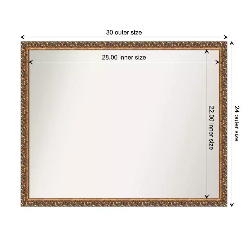 Miroir mural de salle de bain en bois, bronze antique, non biseauté
