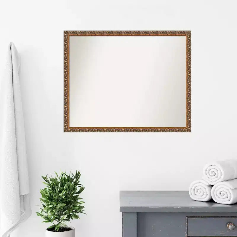 Miroir mural de salle de bain en bois, bronze antique, non biseauté