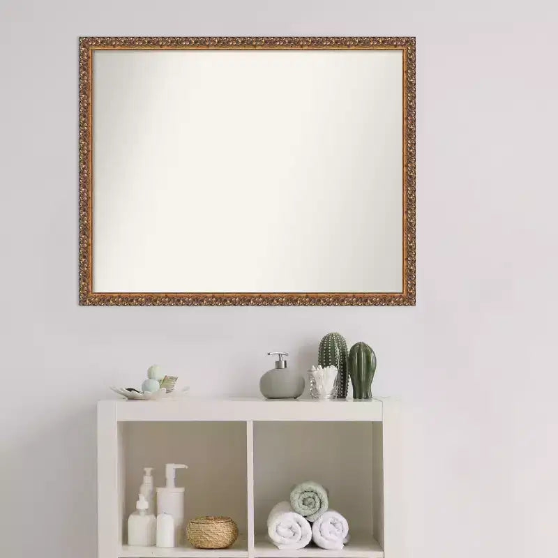 Miroir mural de salle de bain en bois, bronze antique, non biseauté