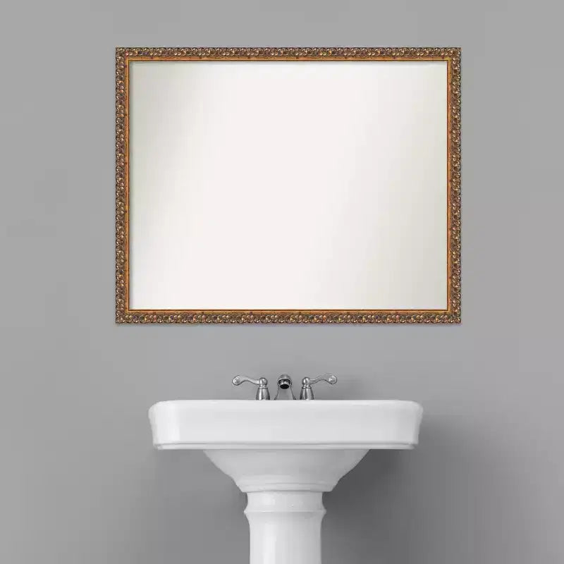 Miroir mural de salle de bain en bois, bronze antique, non biseauté