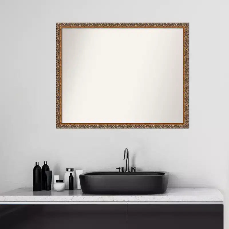 Miroir mural de salle de bain en bois, bronze antique, non biseauté