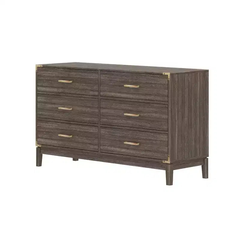 Commode contemporaine 6 tiroirs en bois massif