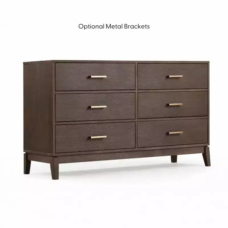Commode contemporaine 6 tiroirs en bois massif